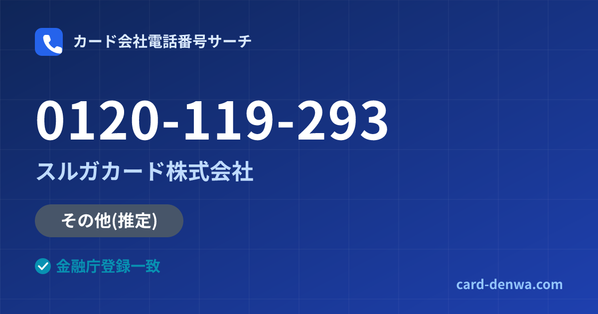 0120-119-293の発信元情報まとめ: スルガカード株式会社 - その他