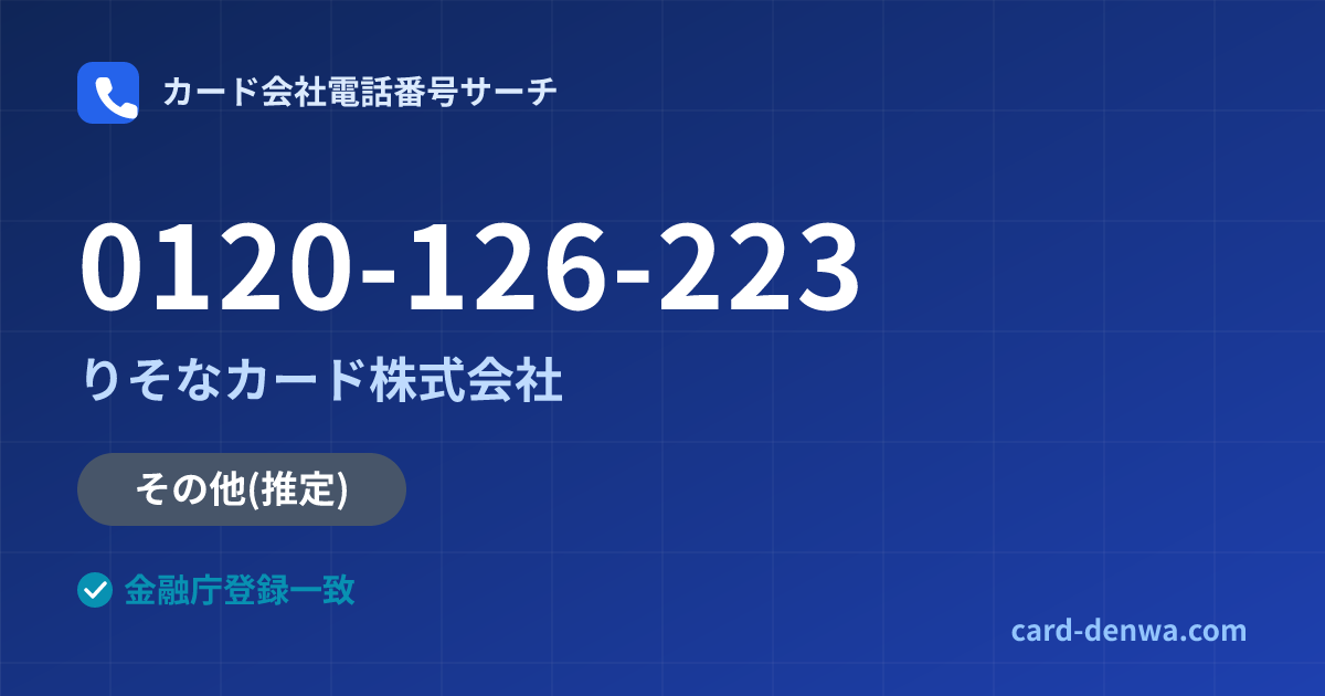 0120-126-223の発信元情報まとめ: りそなカード株式会社 - その他