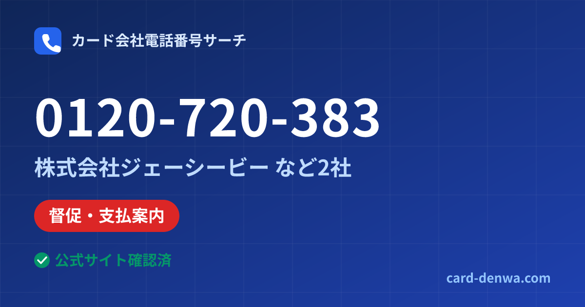 0120-720-383の発信元情報まとめ: 株式会社ジェーシービー - その他