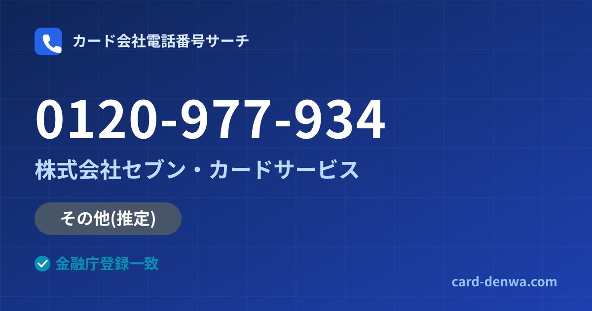 0120-977-934の発信元情報まとめ: 株式会社セブン・カードサービス - その他